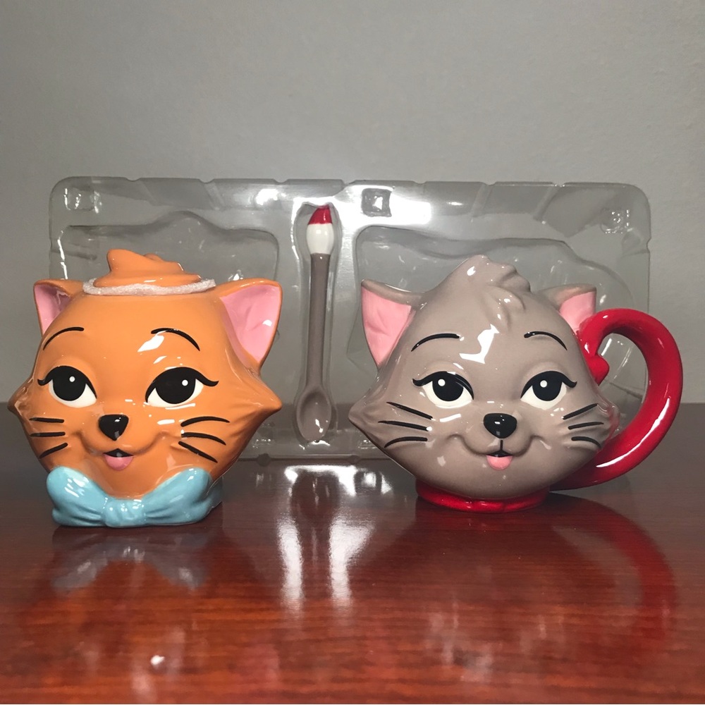 Disney Parks Aristocats Cream Sugar + Spoon Set Berlioz and Toulouse Anne Shen
